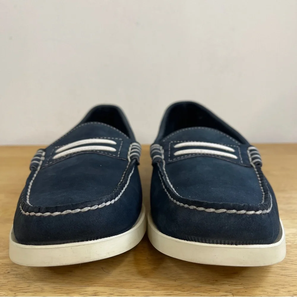 Sebago Docksides Men's Navy Blue and White Boat Shoes Loafers Size 11N